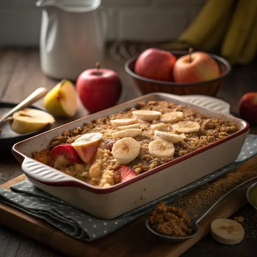 Warmer Obst-Crumble mit Bananen & Apfel
