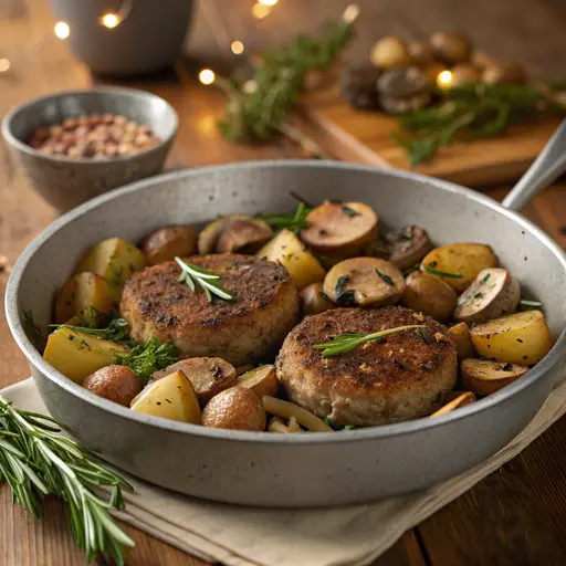 Weihnachtliche Soja-Pilz-Pfanne