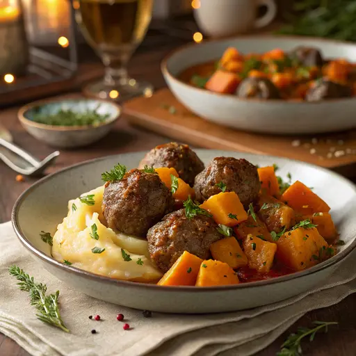 Weihnachtliches Rinderhack mit Kürbisragout