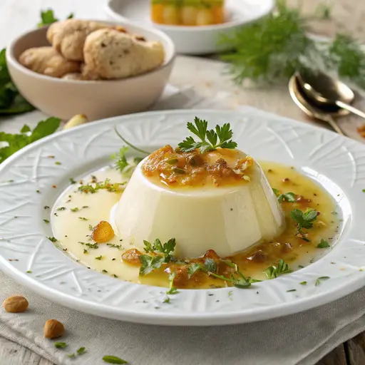 Ingwer-Petersilie Panna Cotta mit Honig-Zitronen-S