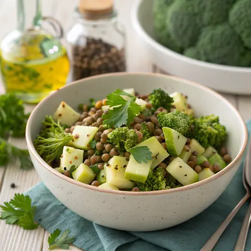 Kohlrabi-Broccoli Kichererbsensalat