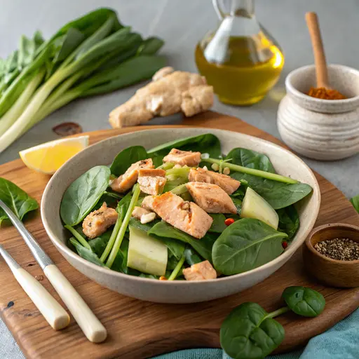 Herzhafter Spinatsalat mit Lachs